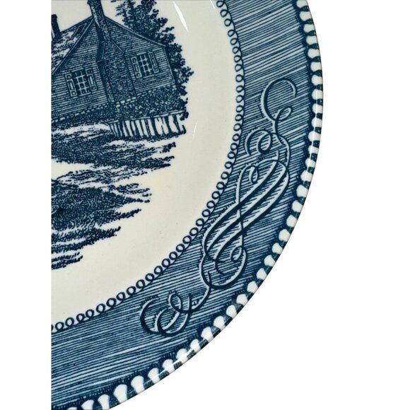Lot of 2 Currier and Ives The Birthplace of Washington  Blue 7⅜" Salad Plate - Picture 6 of 6